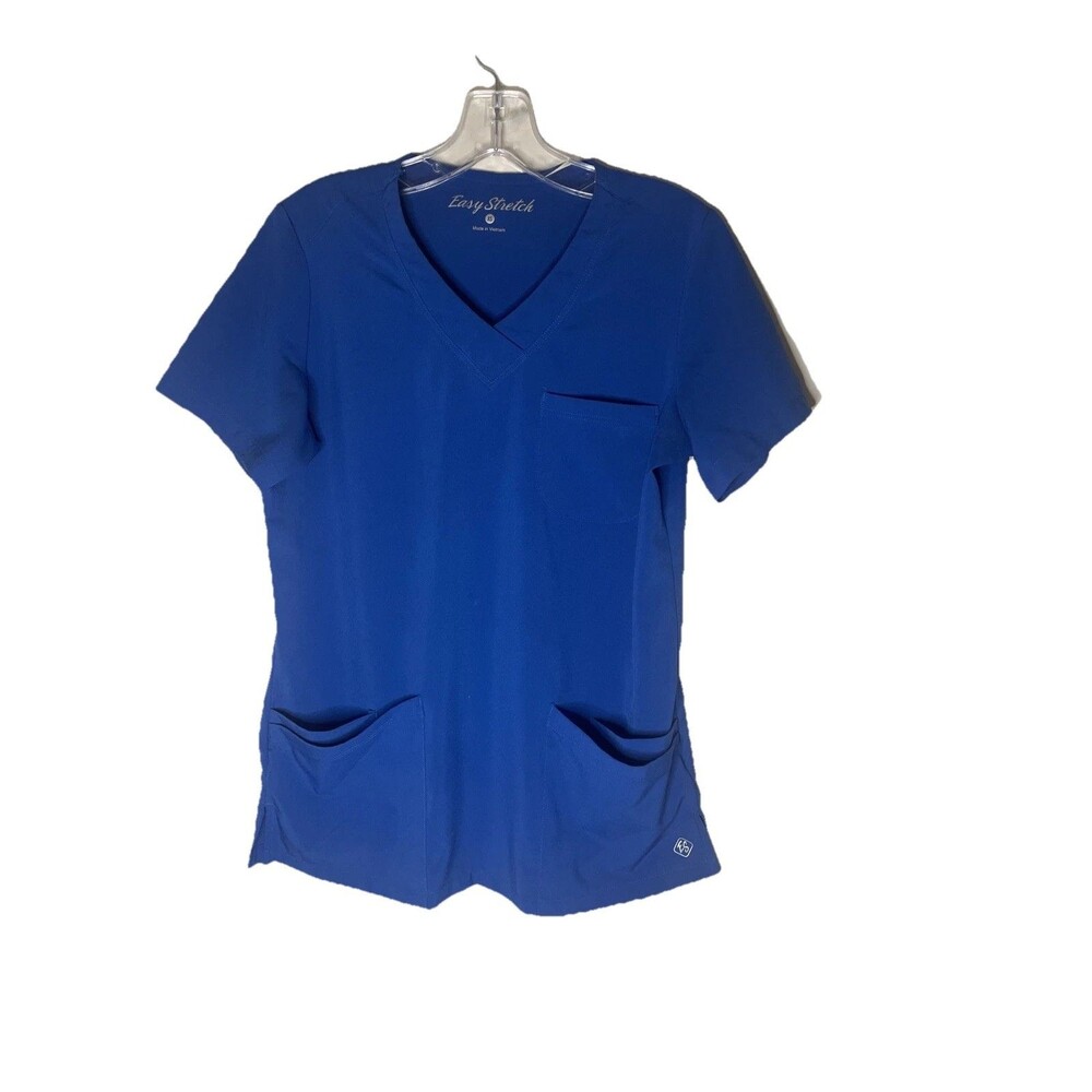 Easy STRETCH Women's Scrubs Top Shirt Blue Size XS